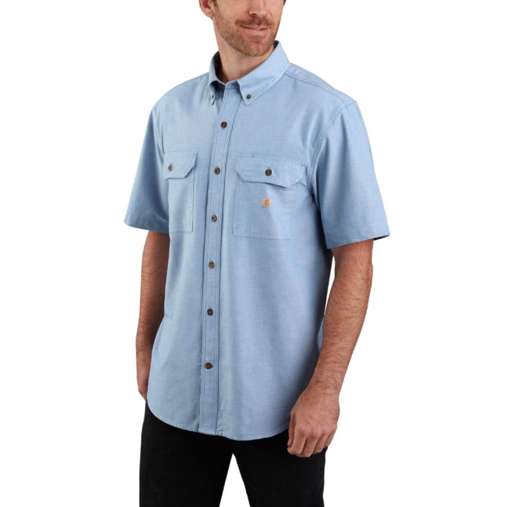 Carhartt Loose Fit Midweight Chambray Short-Sleeve Button Down Shirt Size 2XLT